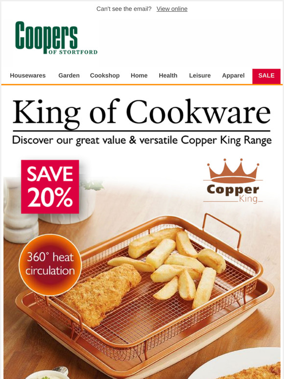 Coopers of Stortford 20 Off Selected Copper King Cookware Milled