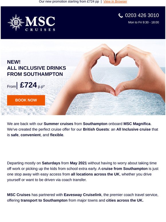 MSC Cruises UK Introducing All Inclusive cruises from Southampton Milled