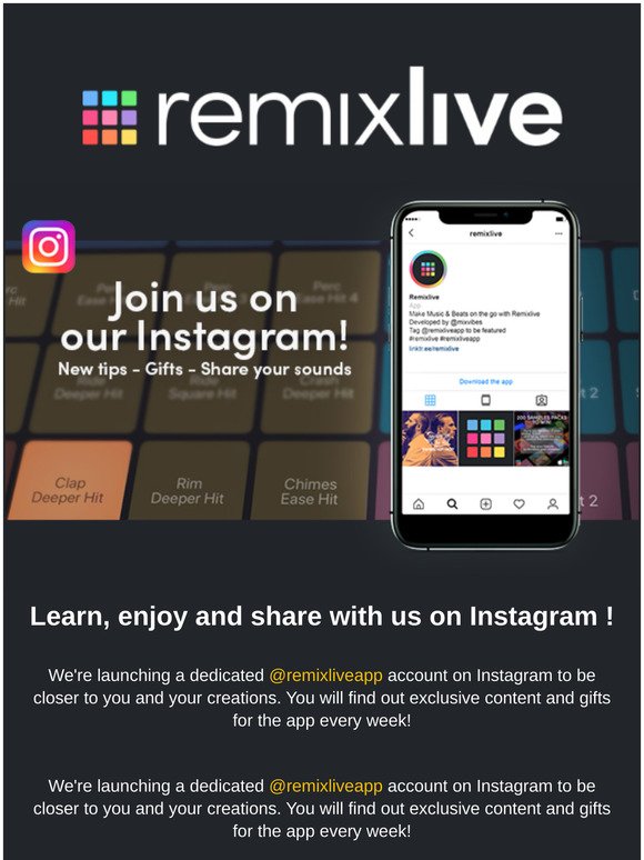 Remixliveapp - Join us on Instagram!