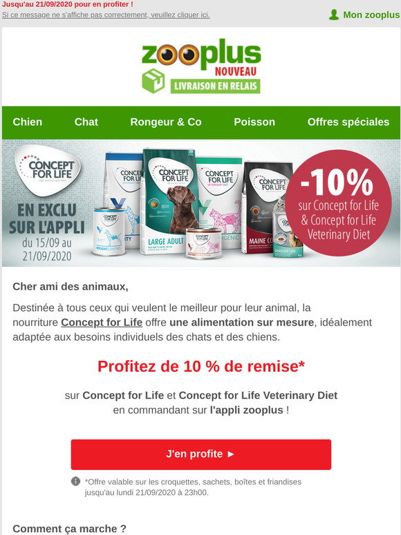 Zooplus Fr 10 De Remise Sur Concept For Life En Exclusivite Sur L Appli Milled