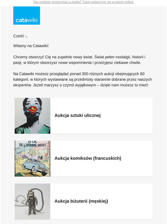 Witamy na Catawiki, -