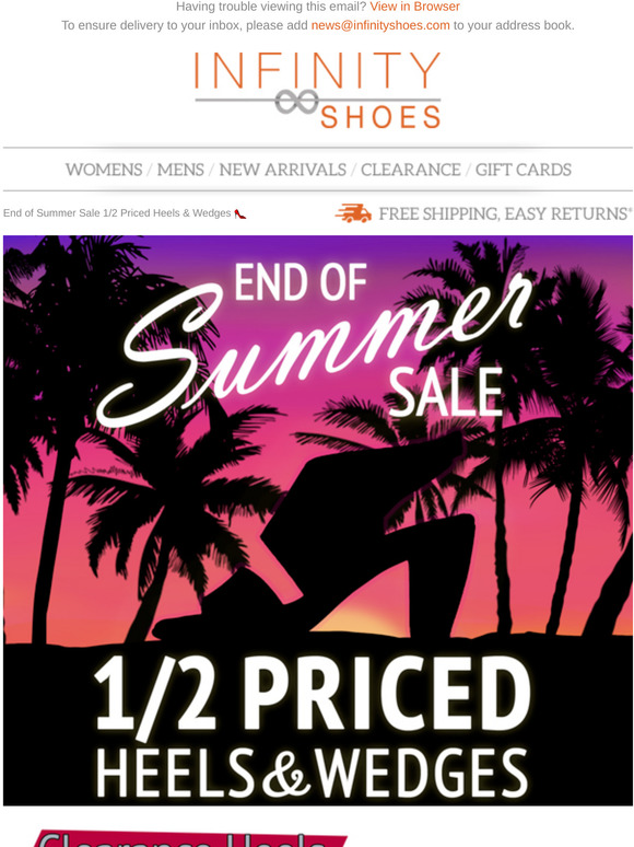 End of Summer Sale 1/2 Priced Heels & Wedges 👠