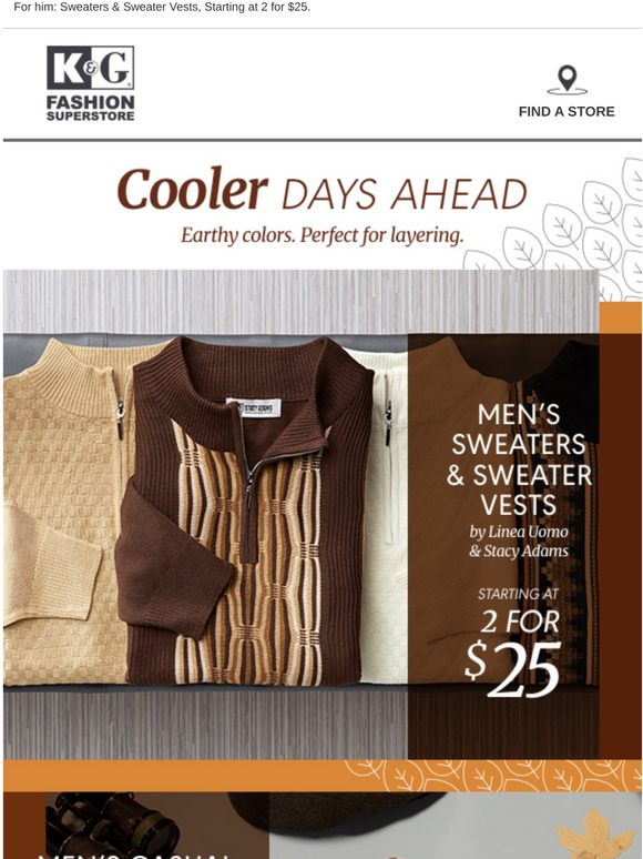 k&g men's sweaters