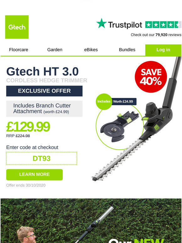 gtech cordless hedge trimmer