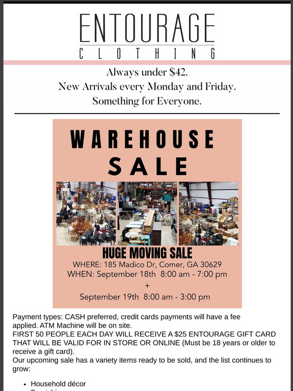 HUGE Warehouse Sale!