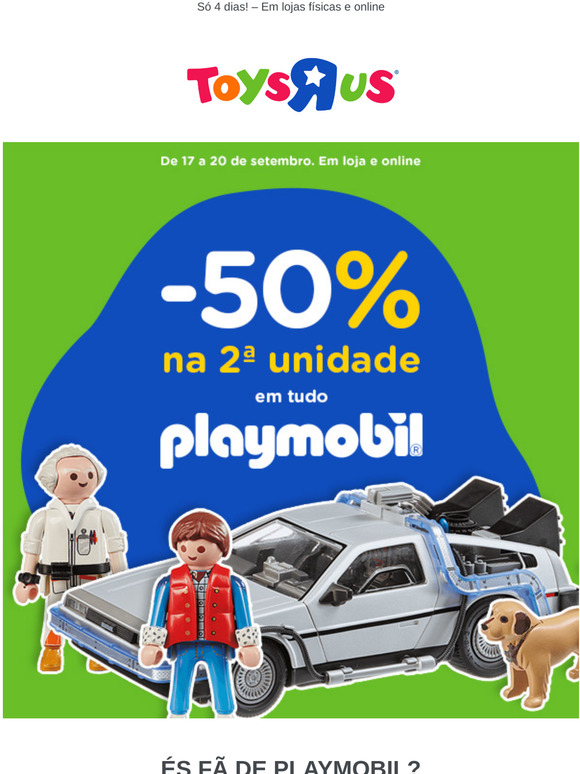 -50% na 2ª un. em todo PLAYMOBIL