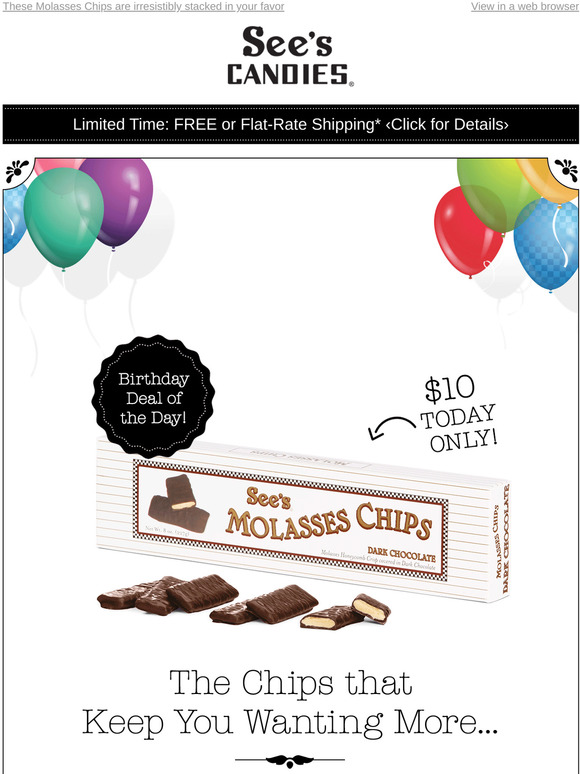 See's Candies, Inc. 📣 Deal of the Day Molasses Chips for 10! Milled