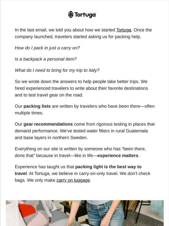 tortuga packing list