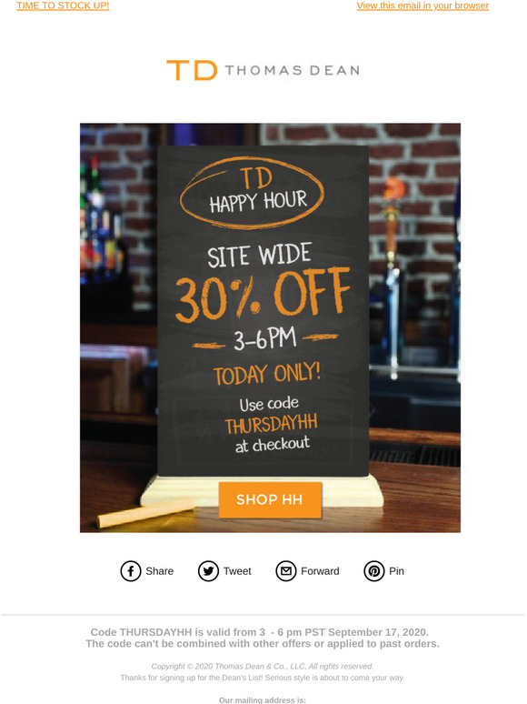 TD Happy Hour 30% off EVERYTHING! 3-6 PST