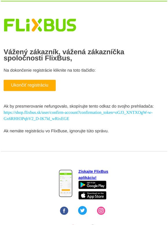 E-mailové potvrdenie od spoločnosti FlixBus
