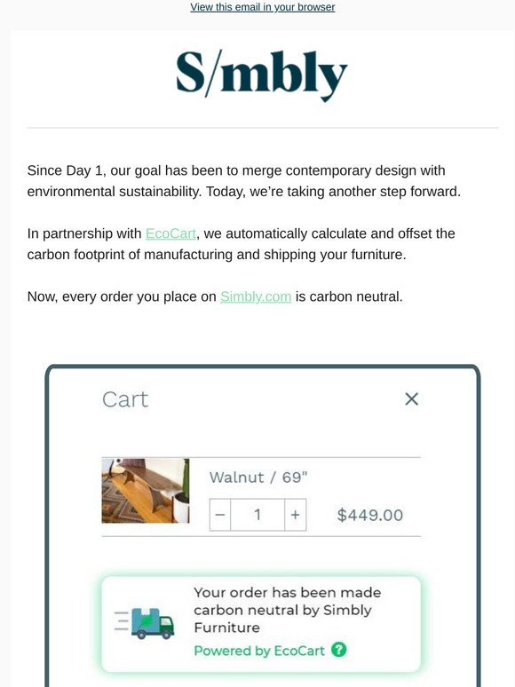 Carbon Neutral Checkout On All Simbly Orders - Now Included
