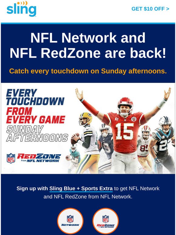 NFL Network and NFL RedZone are on Sling!