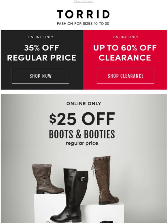 torrid boots clearance