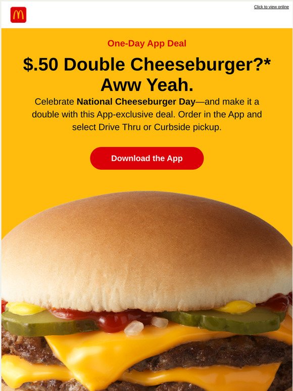 McDonald's .50 Double Cheeseburger for National Cheeseburger Day! 🍔