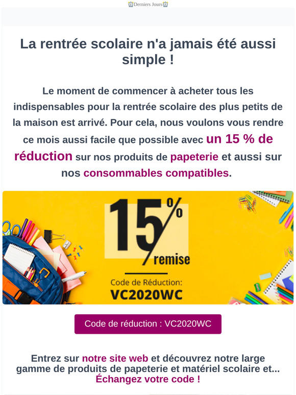 RÉDUCTION de 15% pour la rentrée scolaire ! ✍️🖍
