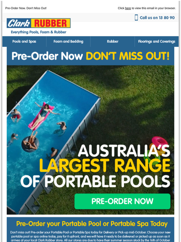 Clark Rubber PreOrder Now! Australia's Largest Range of Portable Pools & Spas! Milled