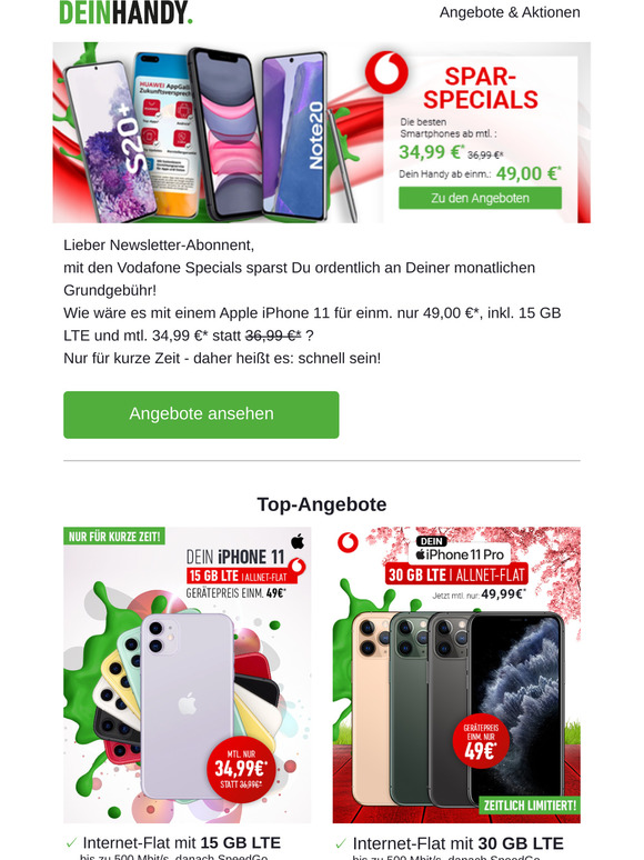 Vodafone Spar-Special: Neues iPhone 11 | 11 Pro