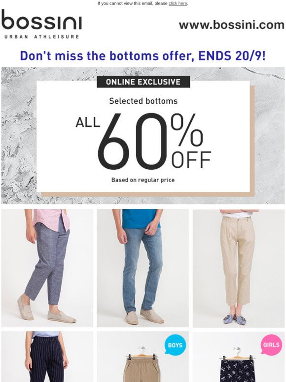 Last 24Hrs! Don't Miss The 60%OFF Bottoms Offer!