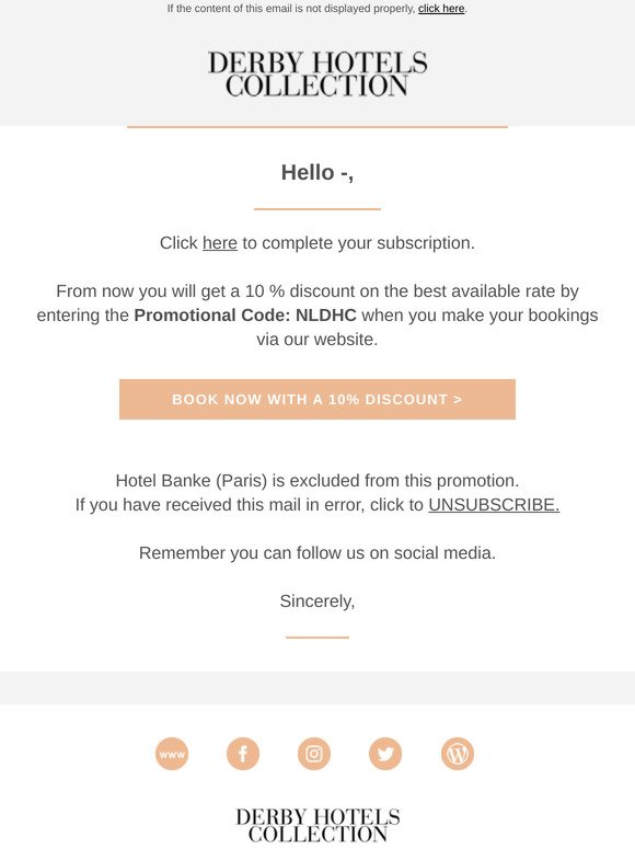 Subscription confirmation Newsletter