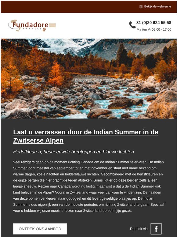Laat u verrassen door de Indian Summer in de Zwitserse Alpen