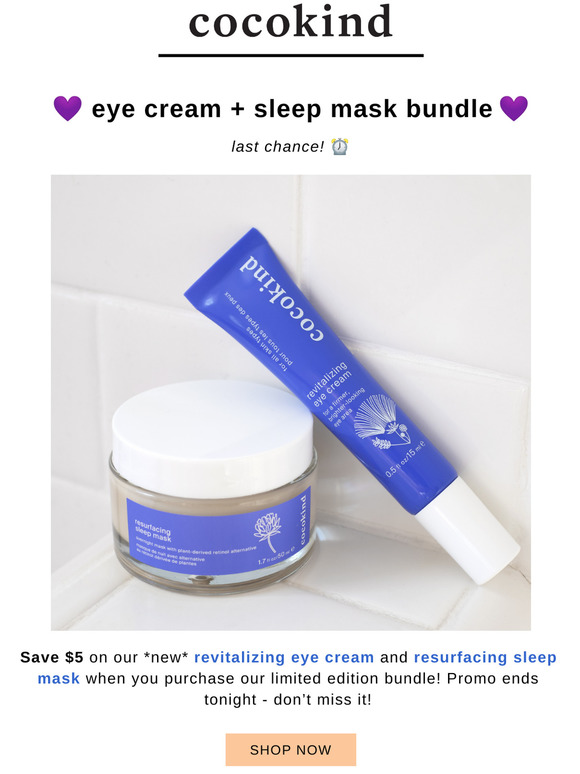 Cocokind 5 off sleep mask + eye cream Milled
