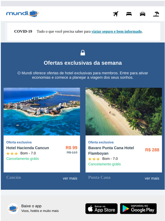 Promoções de hotéis para viagens futuras.
