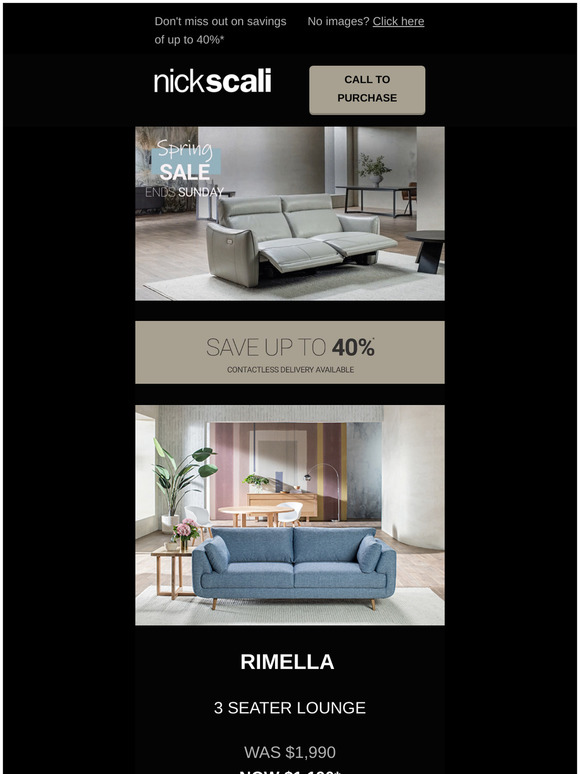 Nick Scali Online Spring Sale, ENDS SUNDAY Milled