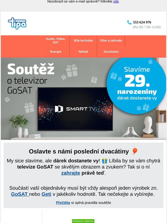 🎁 Pozor soutěž! Chcete vyhrát televizor GoSAT?