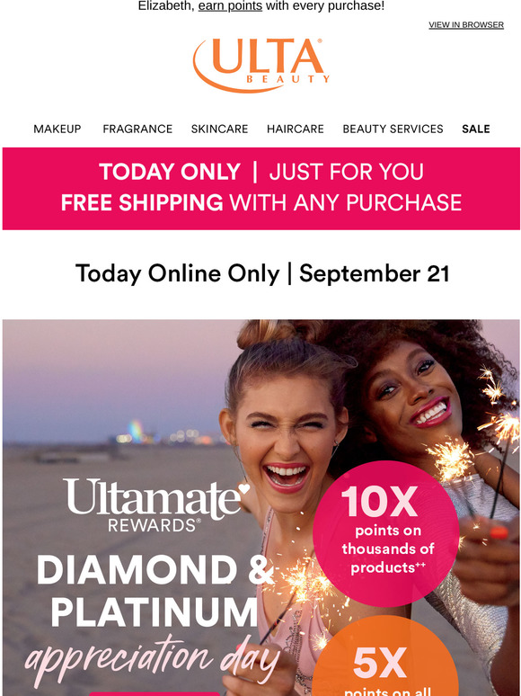 Ulta Beauty Platinum 10X points today online only! Milled