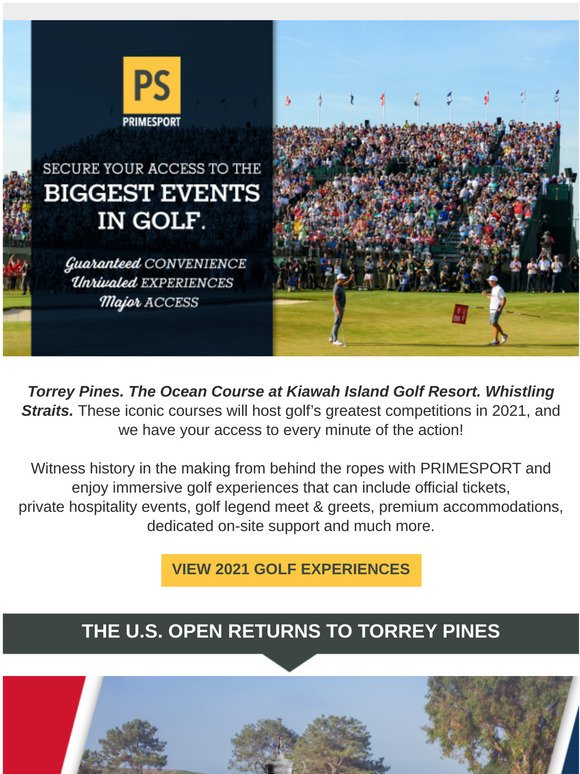 Experience Golf Majors in 2021 with Exclusive Access from PRIMESPORT!