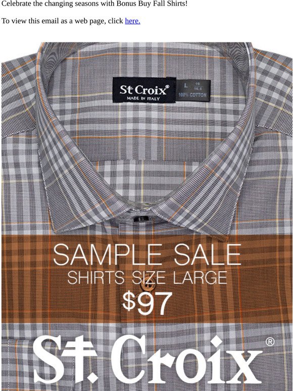 “Special Purchase:  Size Large Shirts – $97 – Orig. $225”