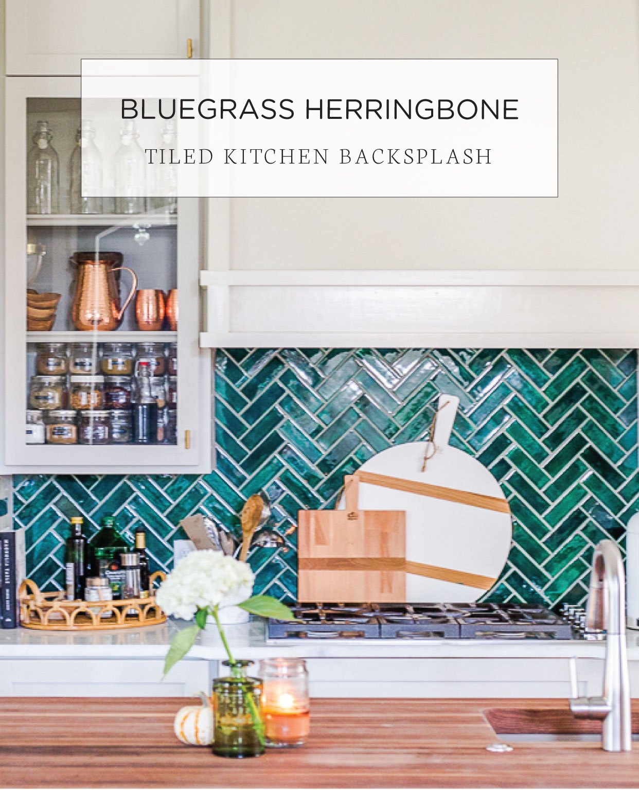 Mercury Mosaics Bluegrass Herringbone Tiled Kitchen Backsplash ...