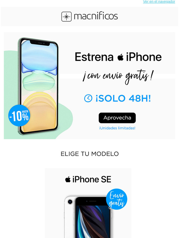 Solo 48h: iPhone con Envío a coste Cero