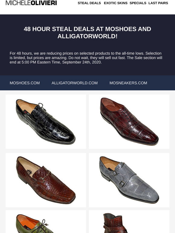 Michele Olivieri: 48 HOUR STEAL DEALS AT MOSHOES AND ALLIGATORWORLD ...