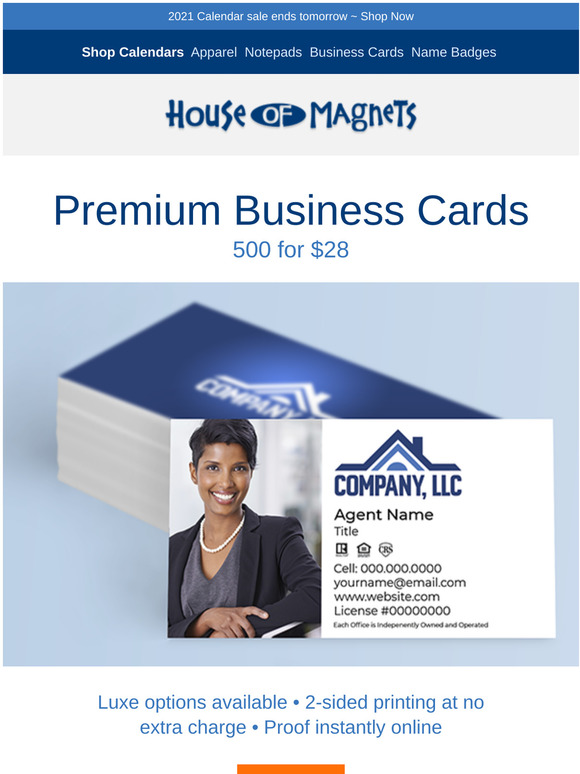 House Of Magnets Best Prices On Business Cards Calendar Sale Ends Tomorrow Milled