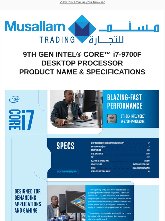 Blazing-Fast Performance 9TH GEN Intel Core I7-9700F