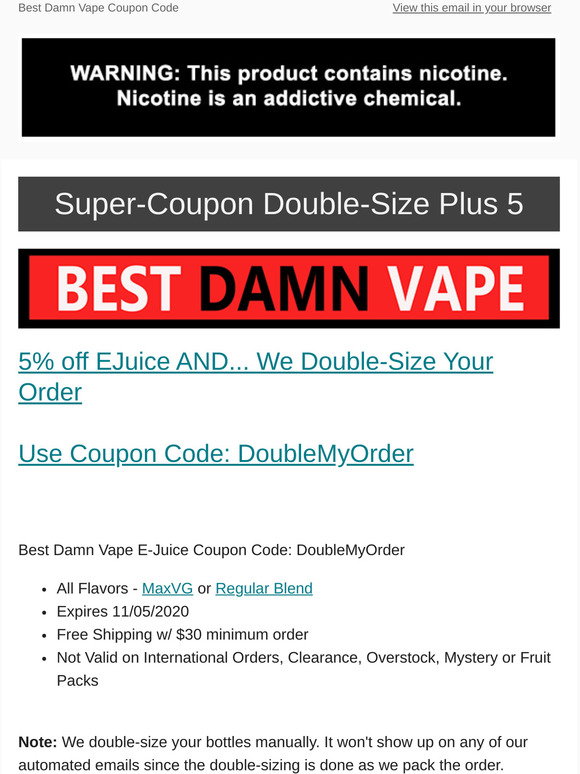 Best Damn Vape: BOGO E-Juice Coupon - Buy One Get one