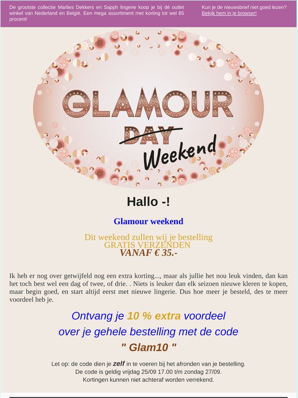 Dutch Designers Outlet: 💃Glamour weekend GRATIS verzenden bij vanaf € 35 & dit weekend bepaal jij zelf je korting. | Milled
