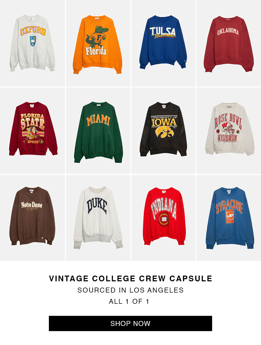 vintage college crewnecks