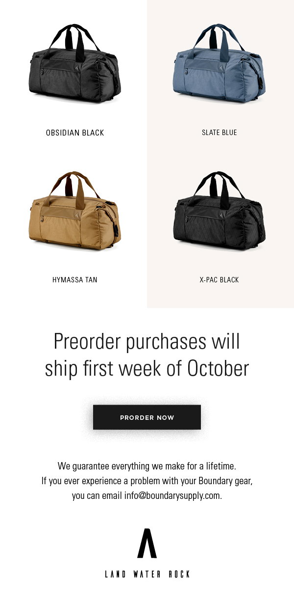 Boundary Supply, LLC: AEGIS DUFFEL 