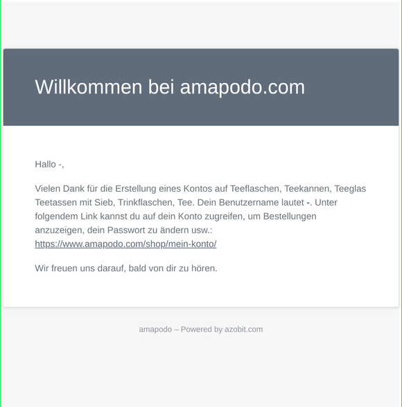 Ihr Benutzerkonto bei amapodo.com