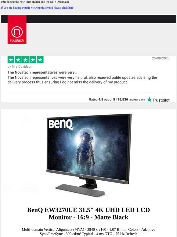 BenQ 31.5" 4K UHD Monitor only £319.99 + New RTX 3090 Gaming PCs