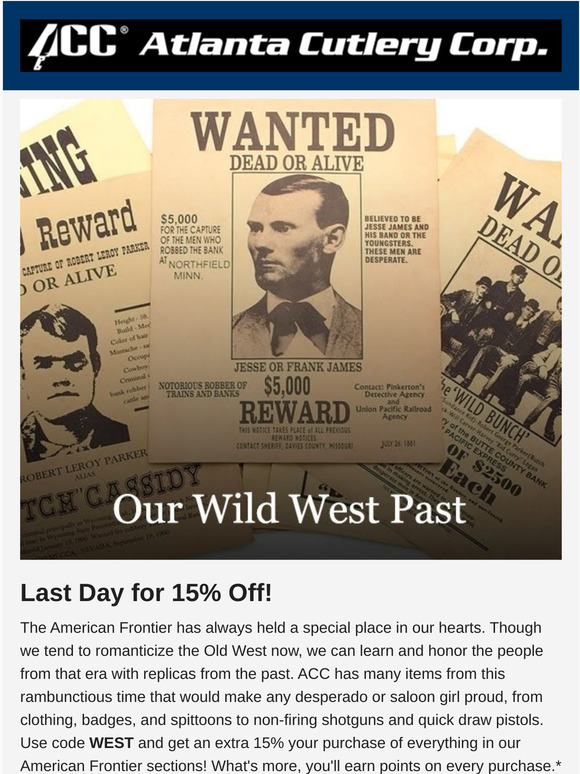 Atlanta Cutlery There's Still Time to Head West and Save! Milled