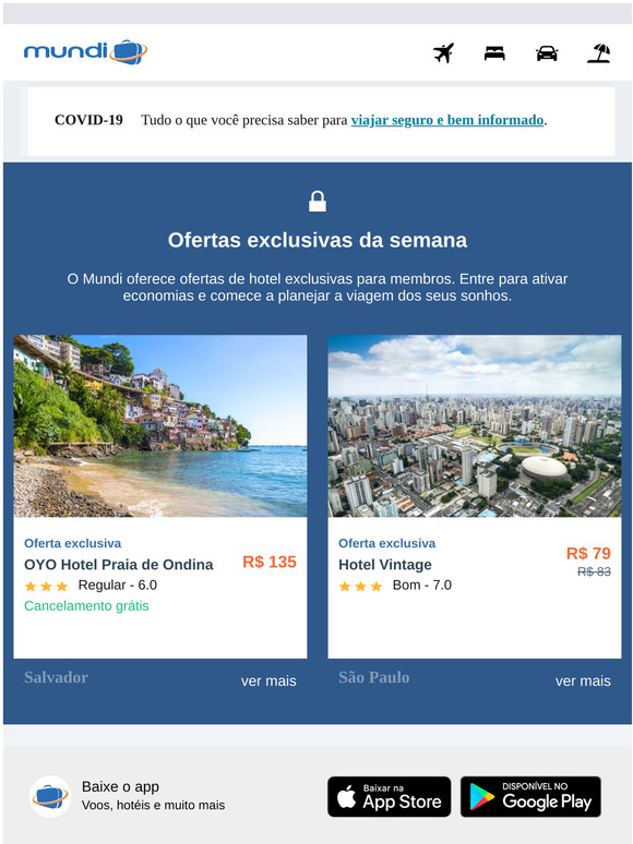 Ofertas para inspirar suas próximas férias