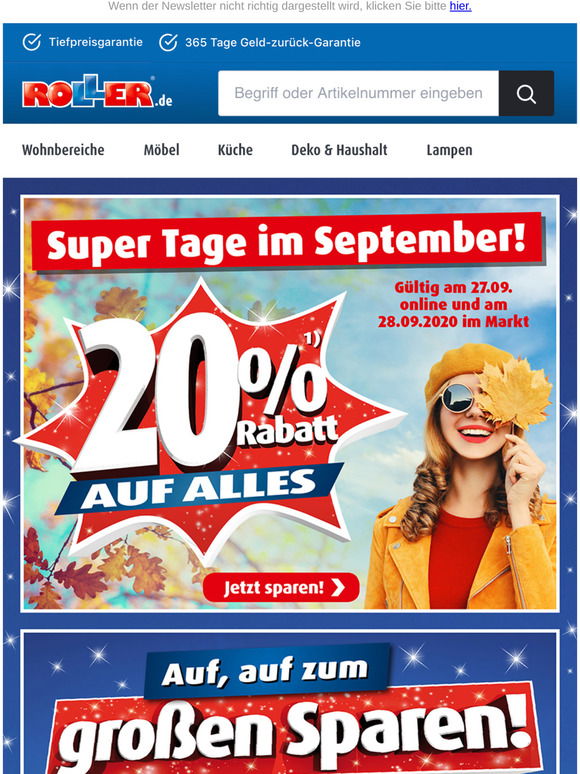 ROLLER Möbel online Shop: Auf, auf zum großen Sparen bei ROLLER! | Milled
