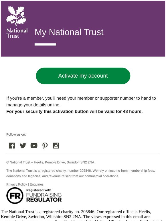My National Trust - Activate Account
