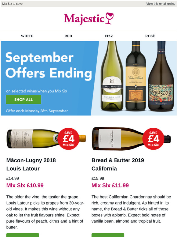 Majestic Wine Last Chance September Offers End Tomorrow Milled