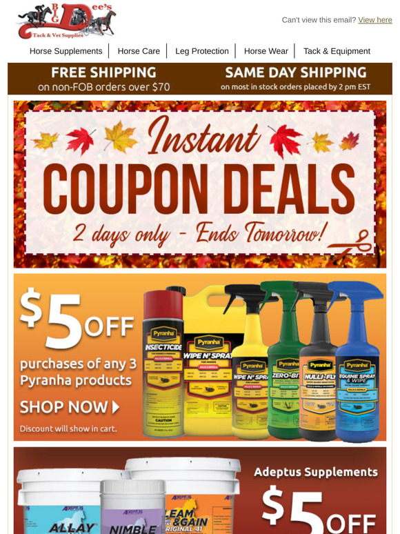 Big Dee's Tack & Vet Supplies INSTANT COUPONS Hot Deals 🔥 End