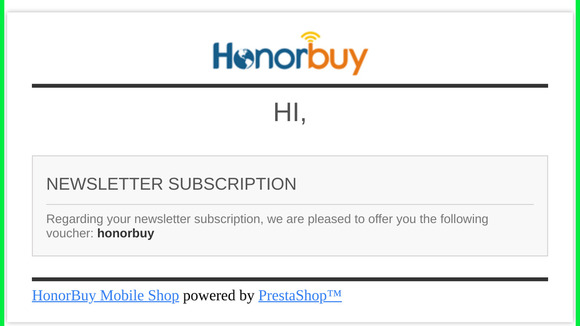 [HonorBuy Mobile Shop] Newsletter voucher