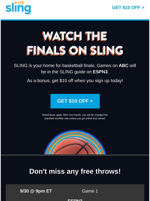 Watch the basketball finals on Sling